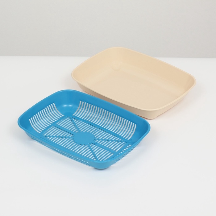 Туалет округлый с сеткой 33,5 х 25 х 6 см, голубой/бежевый Туалет округлый с сеткой 33,5 х 25 х 6 см, голубой/бежевый