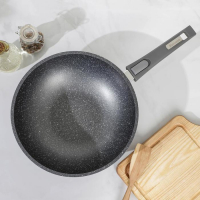 Сковорода-ВОК &laquo;Гранит&raquo;, d=28 см, съёмная ручка, антипригарное покрытие, цвет серый