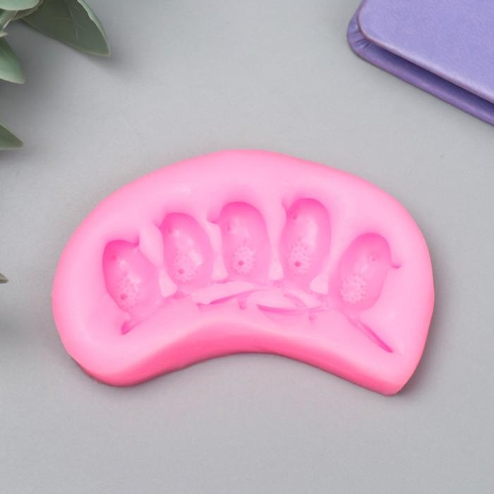 Молд силикон Молд силикон "Пять птичек на ветке" 6,5 см