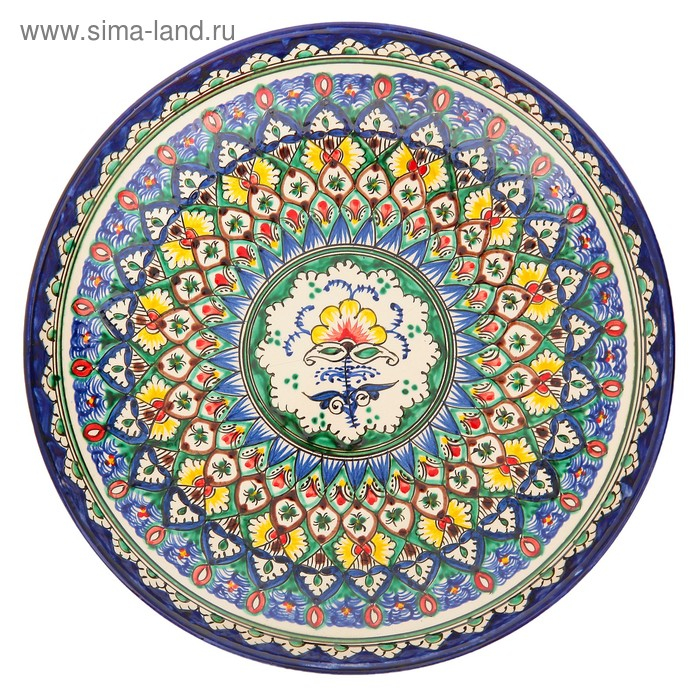 Ляган Риштанская Керамика Ляган Риштанская Керамика "Узоры", 31 см, синий