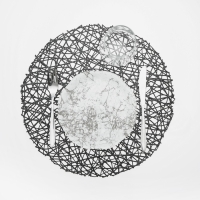 Салфетки сервировочные на стол Доляна &laquo;Паутинка&raquo;, d=38 см, 4 шт, чёрные