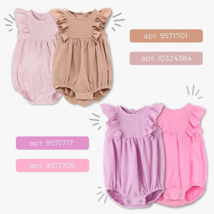 Боди с рюшей Крошка Я Linen , р. 62-68, синий