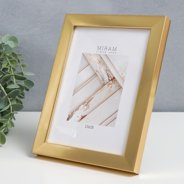 Фоторамка пластик Фоторамка пластик "МИРАМ" 13х18 см 641811-5, золото (пластиковый экран)