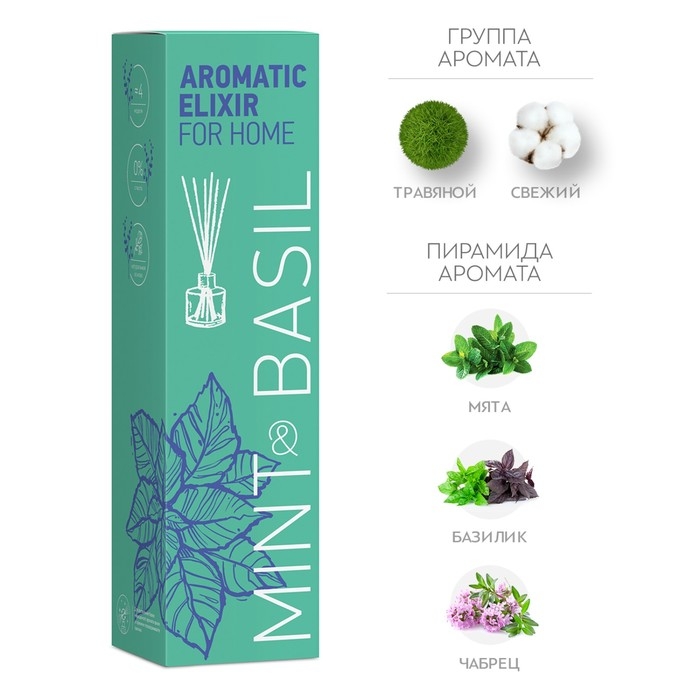 Ароматический диффузор Базилик и мята 40 мл Ароматический диффузор Базилик и мята 40 мл