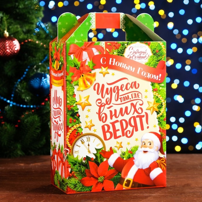 Новый год. Коробка подарочная складная Новый год. Коробка подарочная складная "Время Чудес" 18,5 х 10 х 30,5 см.