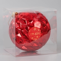 Шар пластик d-15 см "Винтаж" грани, красный