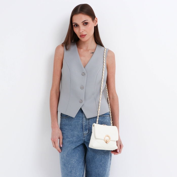 Сумка-мессенджер на клапане, цвет белый