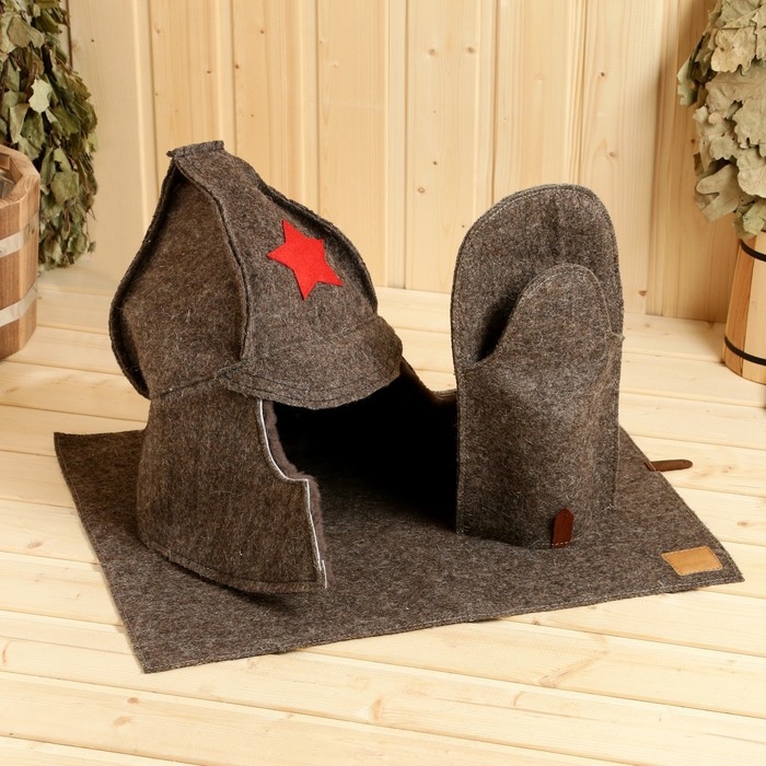 Набор банный Набор банный "Старший по бане" шапка, коврик, рукавица