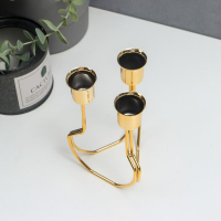 Подсвечник металл на 3 свечи "Равновесие" золото 15х10х10 см