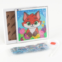 Алмазная мозаика для детей на раме с полным заполнением разнымии стразами &laquo;Лисичка&raquo;, 15 х 15 см