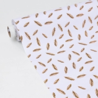 Клеёнка на стол на тканевой основе Доляна &laquo;Пёрышки&raquo;, ширина 137 см, рулон 20 м, толщина 0,22 мм, цвет белый