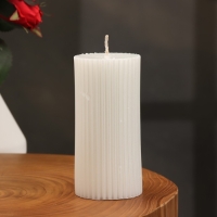 Свеча-цилиндр с гранями, 5х10 см, жемчужная, 6 ч Свеча-цилиндр с гранями, 5х10 см, жемчужная, 6 ч