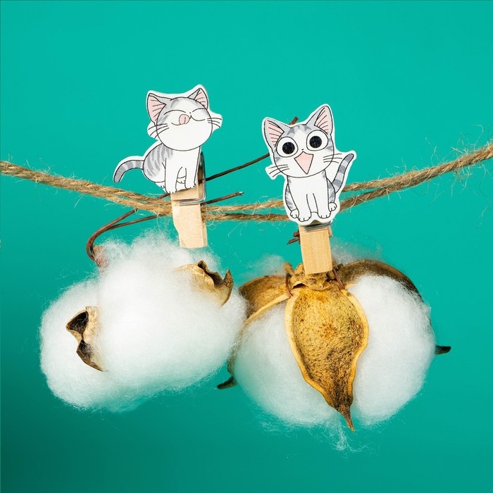 Набор для фото и декора «Котята», в наборе прищепки 10 шт., верёвка 100 см Набор для фото и декора «Котята», в наборе прищепки 10 шт., верёвка 100 см