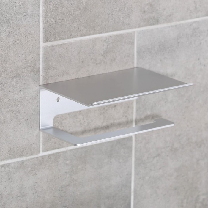 Держатель для туалетной бумаги с полочкой 6,5×16×11,5 см, алюминий Держатель для туалетной бумаги с полочкой 6,5×16×11,5 см, алюминий