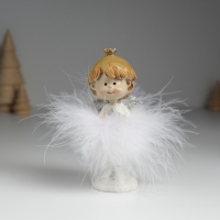 Сувенир полистоун "Ангелочек в белом пуховом платье с короткими волосами" МИКС 6х6х11 см