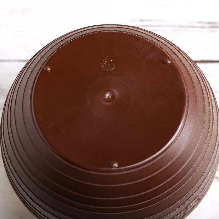Горшок для цветов c поддоном &laquo;Япония&raquo;, 2 л, цвет тёмно-коричневый