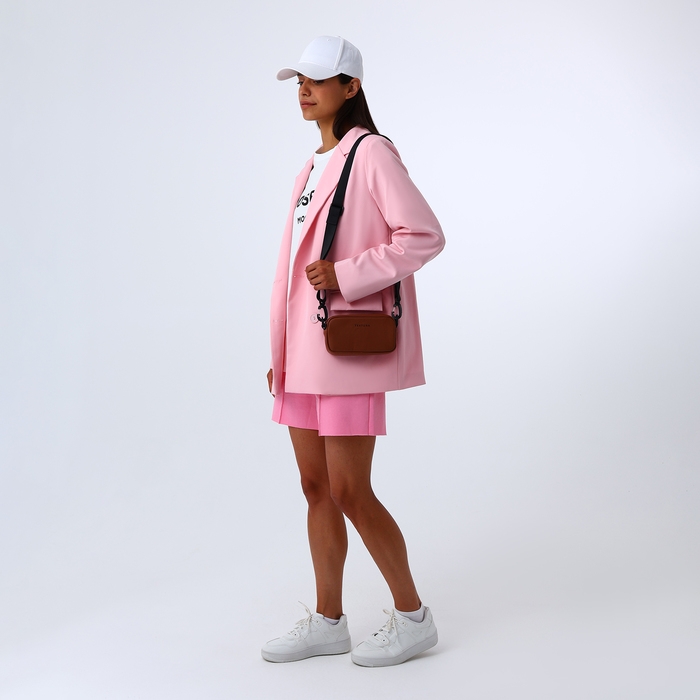 Сумка женская на молнии, TEXTURA, маленький размер, длинный ремень, цвет коричневый Сумка женская на молнии, TEXTURA, маленький размер, длинный ремень, цвет коричневый