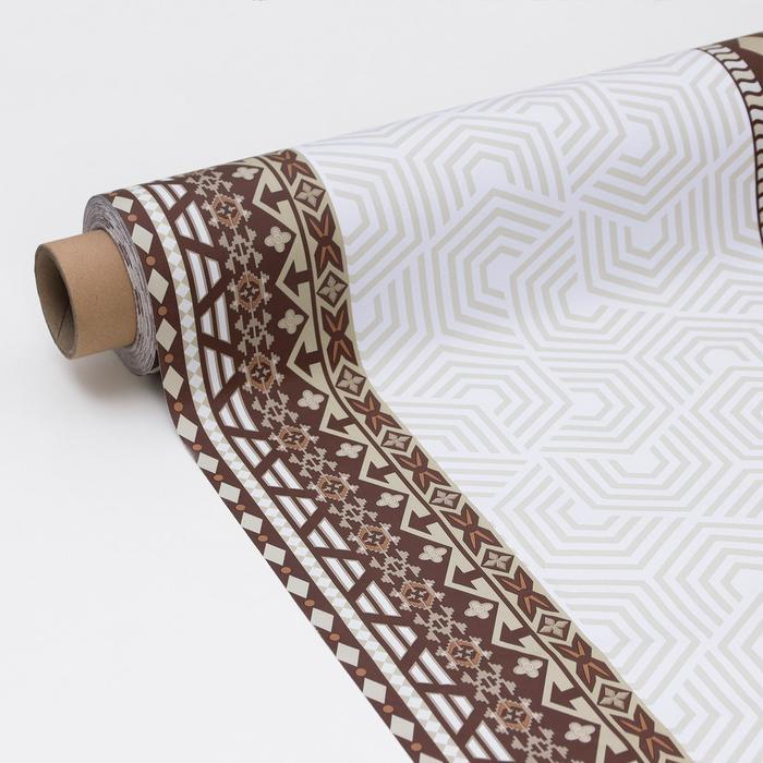 Клеёнка на стол &laquo;Русская&raquo;, на тканевой основе, рулон 20 метров, ширина 137 см, толщина 0,25 мм, цвет коричневый