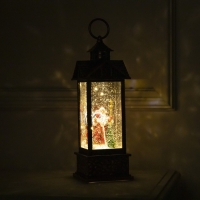 Светодиодная фигура &laquo;Фонарь с Дедом Морозом и подарками&raquo; 10 &times; 30 &times; 10 см, пластик, батарейки ААх3 (не в комплекте), USB, свечение тёплое белое