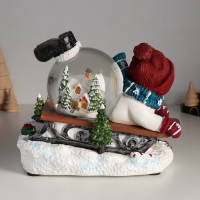 Сувенир полистоун водяной шар музыка, свет "Снеговик на санках" d=10 см 22х14х17,5 см Сувенир полистоун водяной шар музыка, свет "Снеговик на санках" d=10 см 22х14х17,5 см