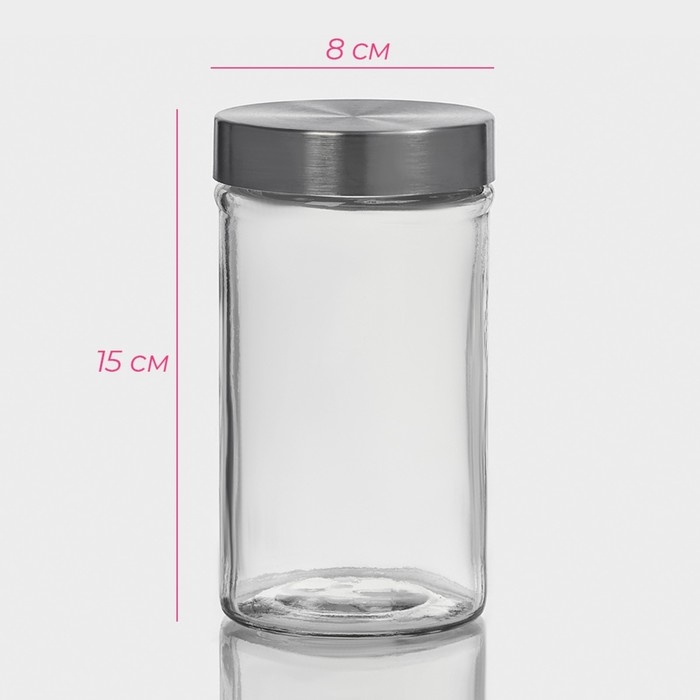 Банка стеклянная для хранения сыпучих продуктов Доляна &laquo;Премиум&raquo;, 550 мл, 15&times;8 см, с металлической крышкой
