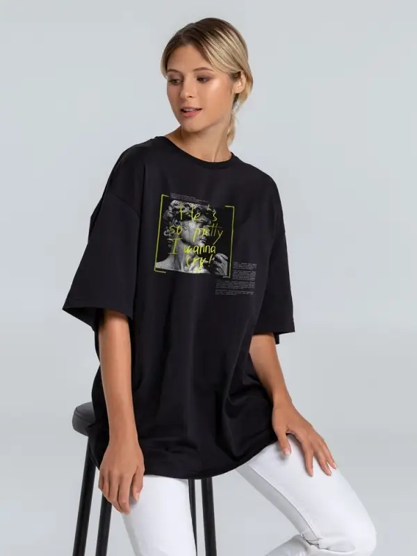 Футболка оверсайз &laquo;He is So Pretty. Давид&raquo;, черная, размер XS/S