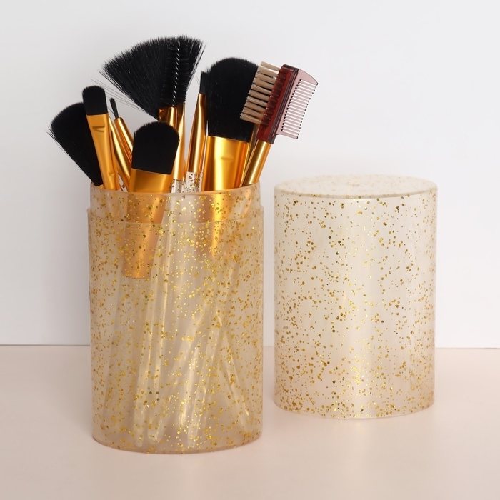 Набор кистей для макияжа, 12 предметов, футляр, цвет МИКС