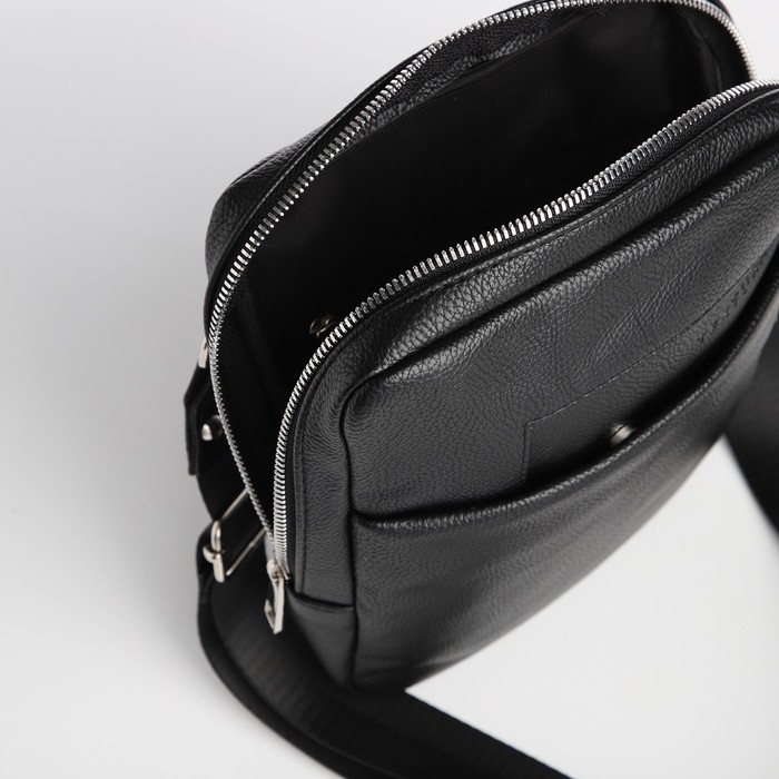 Сумка мужская через плечо TEXTURA, искусственная кожа, цвет чёрный