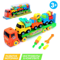 Конструктор винтовой &laquo;Автовоз&raquo;, с 3 машинками