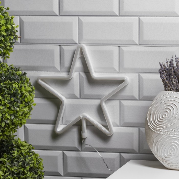 Неоновая вывеска &laquo;Звезда&raquo; 28 &times; 28 см, батарейки ААх3 (не в комплекте), USB, свечение тёплое белое