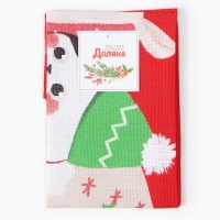 Полотенце Доляна "Новогодний котик" 28х46 см, 100% хл, рогожка 164 г/м2