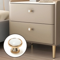 Ручка-кнопка CAPPIO, РК101, d=32 мм, пластик, цвет золото с белой вставкой Ручка-кнопка CAPPIO, РК101, d=32 мм, пластик, цвет золото с белой вставкой