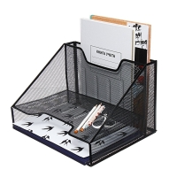 Подставка для бумаг Calligrata, настольная, 3 отделения, сетка, металлическая, чёрная Подставка для бумаг Calligrata, настольная, 3 отделения, сетка, металлическая, чёрная