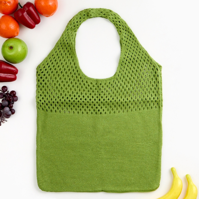 Авоська 38 х 62 см, ручка 22 см, клетка 0.5 см, зеленая