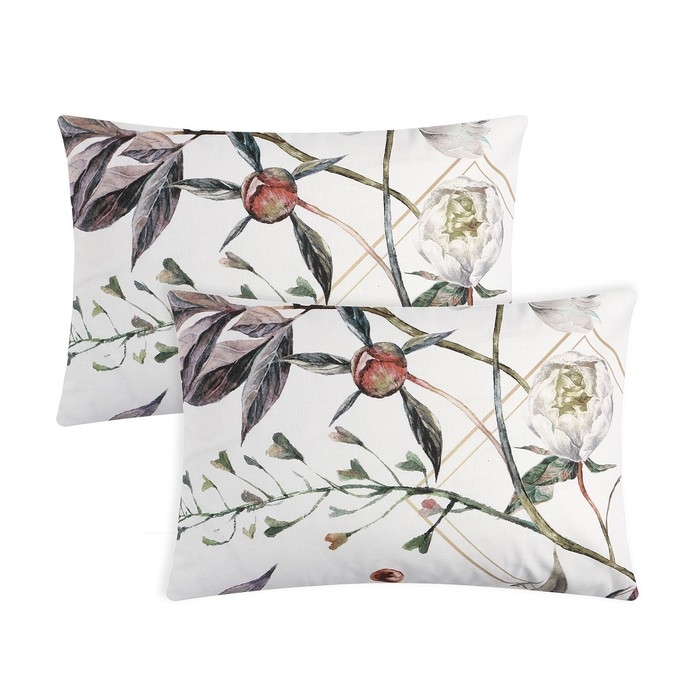 Комплект наволочек Этель Комплект наволочек Этель "Пионы", 50х70 см - 2 шт, 100% хлопок, поплин 125 г/м2