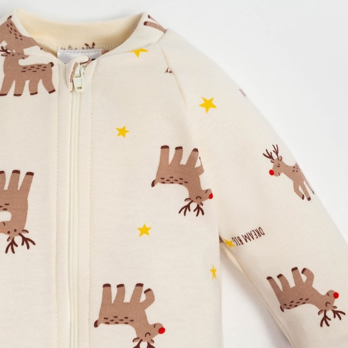 Комбинезон Крошка Я "Merry Xmas", рост 74-80 см, цвет бежевый