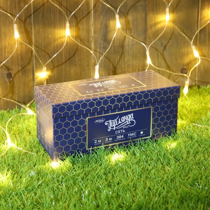 Гирлянда «Сеть» 2 × 3 м, IP44, УМС, прозрачная нить, 384 LED, свечение тёплое белое, 220 В Гирлянда «Сеть» 2 × 3 м, IP44, УМС, прозрачная нить, 384 LED, свечение тёплое белое, 220 В