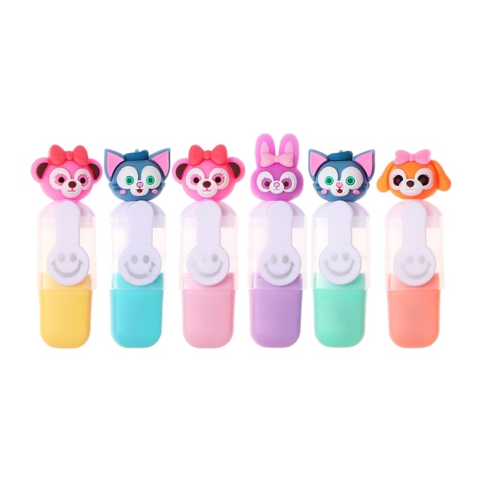 Набор маркеров текстовыделителей 6 штук 6 цветов, в пенале на молнии Зверята Набор маркеров текстовыделителей 6 штук 6 цветов, в пенале на молнии Зверята