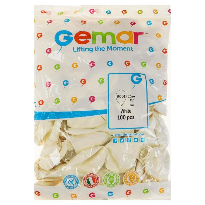 Шар латексный 12 Шар латексный 12", пастель, набор 100 шт., белый