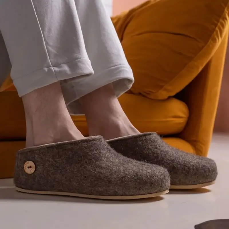 Домашние валенки Cant, серо-коричневые (натуральные), размер 35