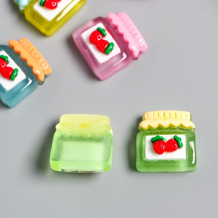 Декор для творчества пластик Декор для творчества пластик "Варенье клубничное в банке" набор 8 шт 2х2,1х0,7 см