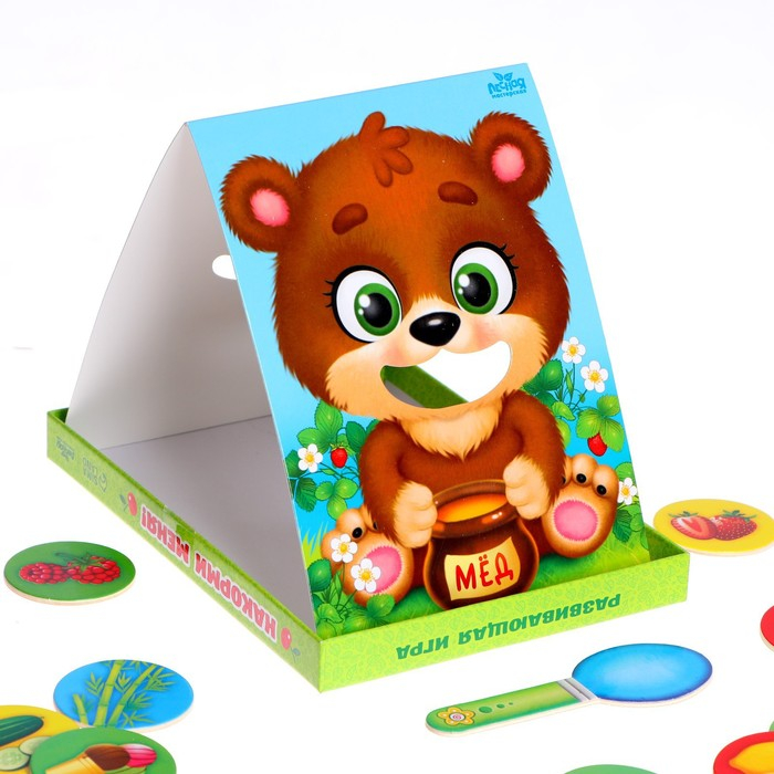 Развивающая игра «Накорми зверушку» (2 основы+ ложка+ 20 элементов) Развивающая игра «Накорми зверушку» (2 основы+ ложка+ 20 элементов)