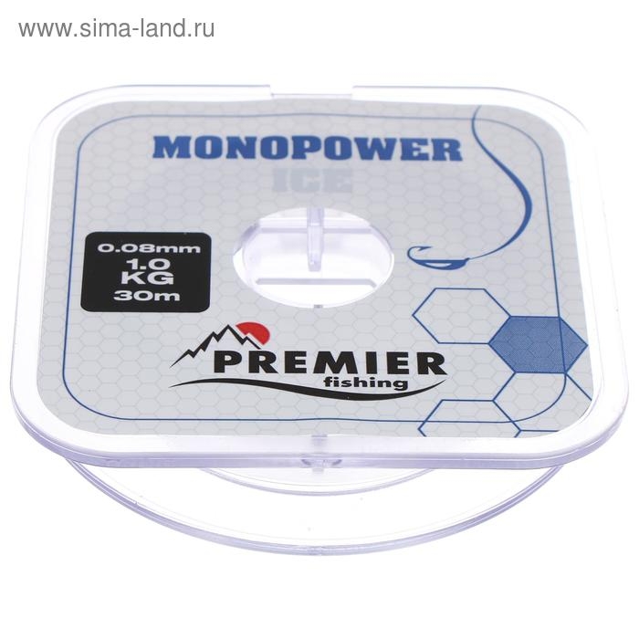 Леска PREMIER fishing MONOPOWER ICE, диаметр 0.08 мм, тест 1 кг, 30 м, нейлон, прозрачная Леска PREMIER fishing MONOPOWER ICE, диаметр 0.08 мм, тест 1 кг, 30 м, нейлон, прозрачная