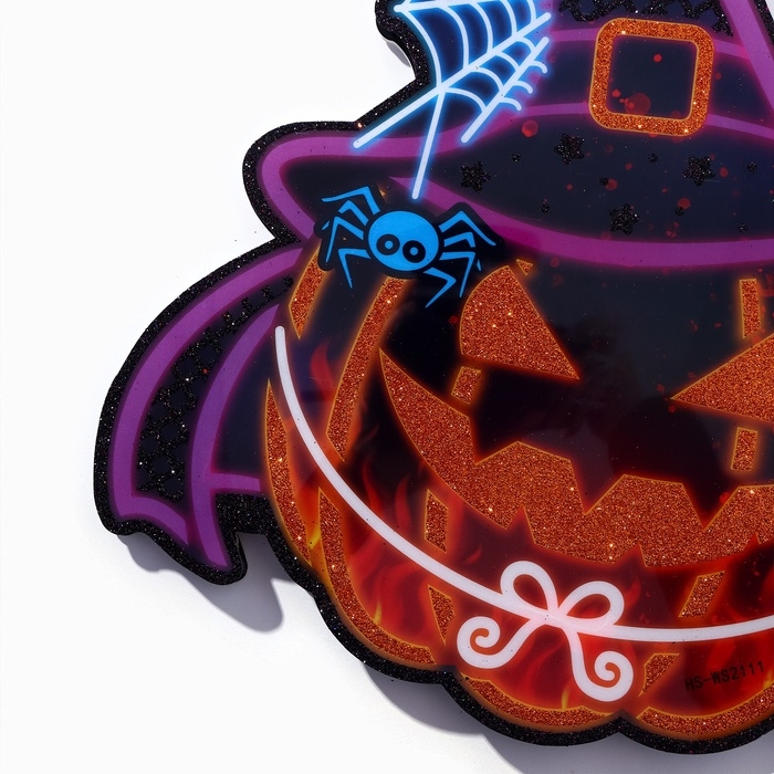 Декоративное светящиеся украшение (подвеска) Декоративное светящиеся украшение (подвеска) "Злая тыква" 25х20,5 см