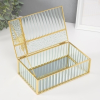 Шкатулка стекло с металлическим каркасом "Бабочка" прямоугольник прозрачная 12.3х20х8,3 см 1052434 Шкатулка стекло с металлическим каркасом "Бабочка" прямоугольник прозрачная 12.3х20х8,3 см 1052434