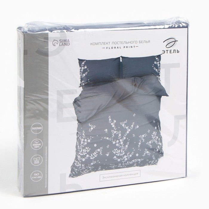 Постельное бельё Этель евро Floral print, 200х217 см, 220х240 см, 50х70 см -2 шт, поплин Постельное бельё Этель евро Floral print, 200х217 см, 220х240 см, 50х70 см -2 шт, поплин