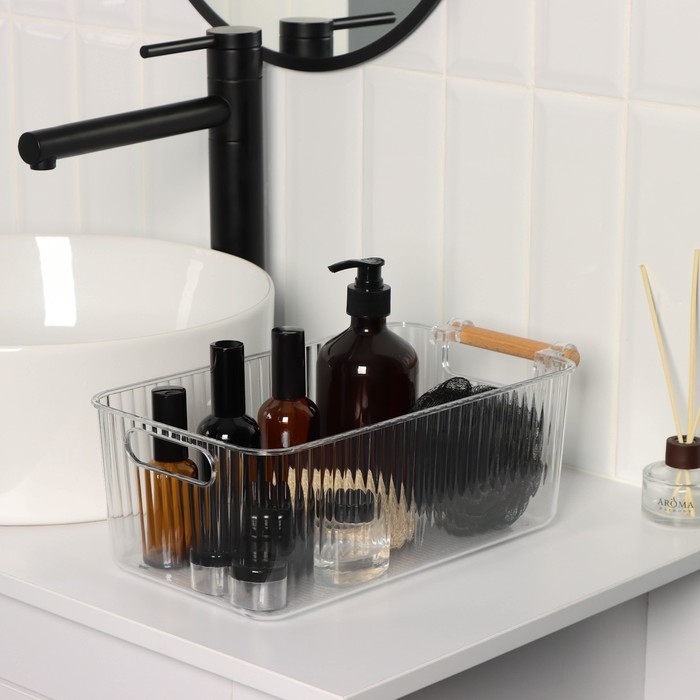 Контейнер для хранения с ручкой LaDо́m &laquo;Кристалл&raquo;, 34&times;18,3&times;12 см, прозрачный