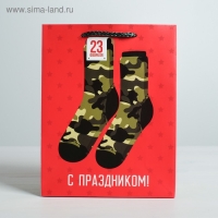 Пакет подарочный ламинированный вертикальный, упаковка, &laquo;Защитнику!&raquo;, MS 18 х 23 х 10 см