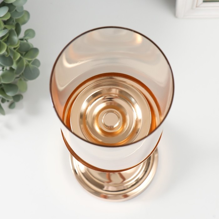 Подсвечник металл, стекло на 1 свечу Подсвечник металл, стекло на 1 свечу "Этна" d-8 см, золото 11,5х11,5х38,5 см