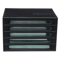 Файл-кабинет 4-секционный СТАММ, черный корпус, черные лотки